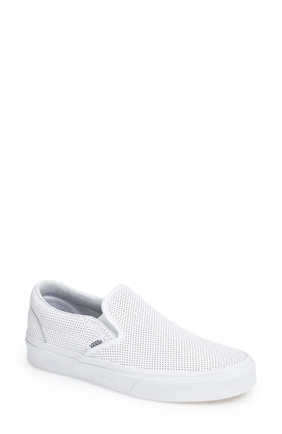 Shop Vans Classic Slip-on Sneaker In Leather White