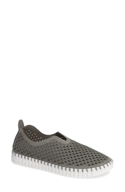 Shop Ilse Jacobsen Tulip 139 Perforated Slip-on Sneaker In Grey Fabric