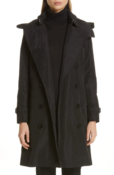 Shop Burberry Kensington Trench Coat With Detachable Hood In Black