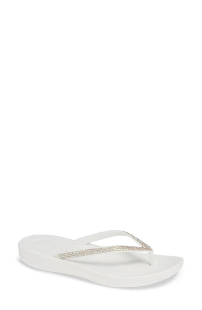 Shop Fitflop Iqushion™ Splash Crystal Flip Flop In Urban White