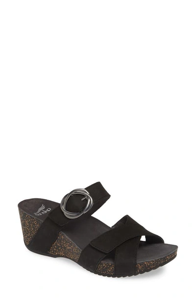 Shop Dansko Susie Platform Sandal In Black Leather