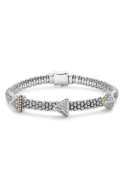Shop Lagos Ksl Lux Diamond Pyramid Bracelet In Silver/ Diamond