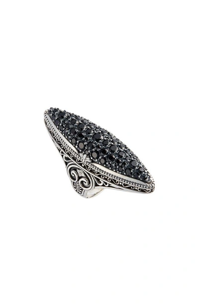 Shop Konstantino Circle Black Spinel Ring In Silver