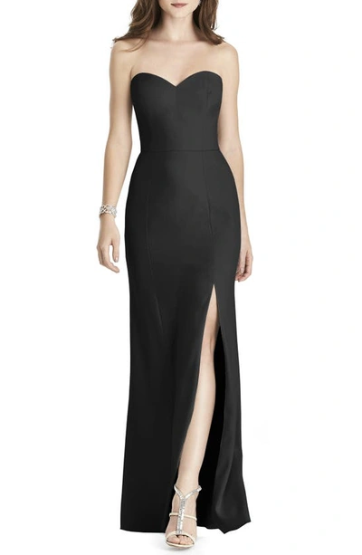 Shop After Six Strapless Crepe Trumpet Gown In Black