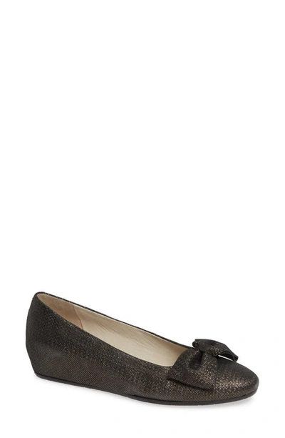 Shop Amalfi By Rangoni Vipiteno Bow Skimmer Wedge In Graphite Leather