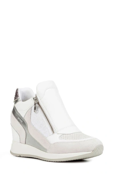 Shop Geox Nydame Wedge Sneaker In White Leather