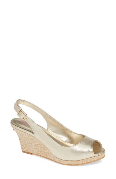 Shop Lilly Pulitzerr Gigi Slingback Wedge Sandal In Gold Metallic