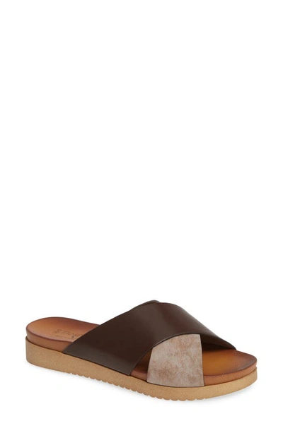 Shop Bos. & Co. Rwon Slide Sandal In Brown Leather
