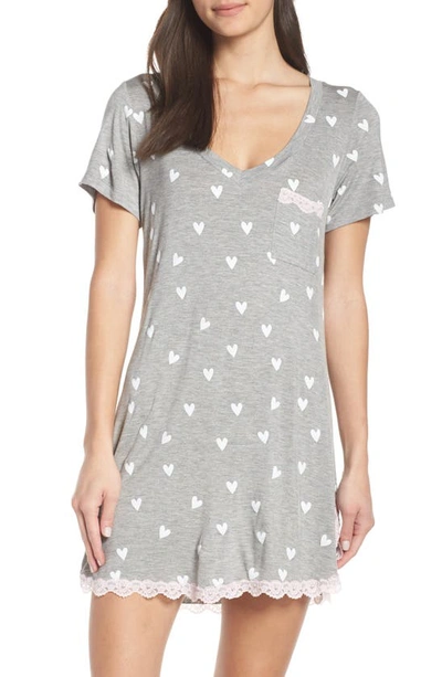 Shop Honeydew Intimates All American Sleep Shirt In Heather Grey Hearts