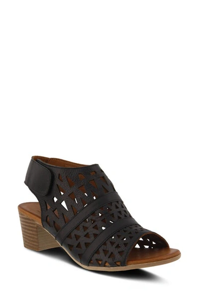 Shop Spring Step Dorotha Block Heel Sandal In Black Leather