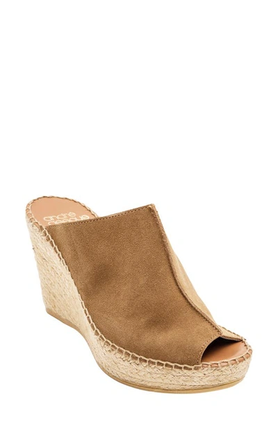 Shop Andre Assous Cici Espadrille Wedge In Camel Suede