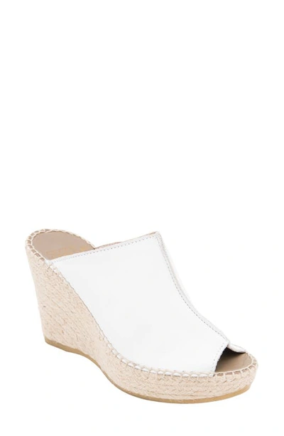 Shop Andre Assous Cici Espadrille Wedge In White Leather