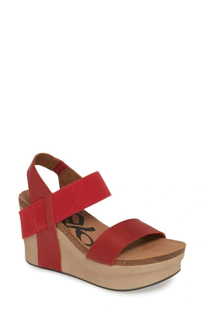Shop Otbt 'bushnell' Wedge Sandal In Red Leather