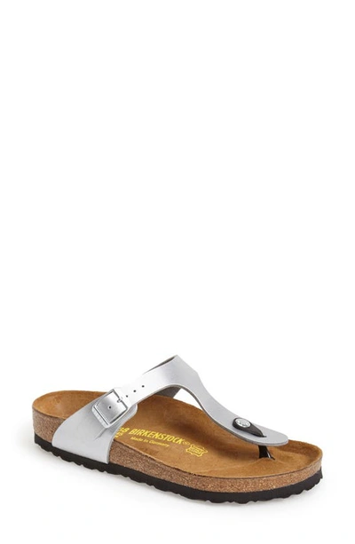 Shop Birkenstock Gizeh Birko-flor Flip Flop In Silver