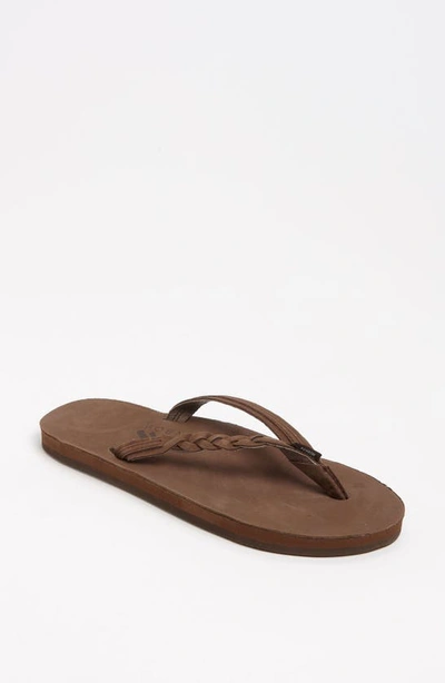 Shop Rainbowr Rainbow 'flirty' Braided Leather Flip Flop In Expresso