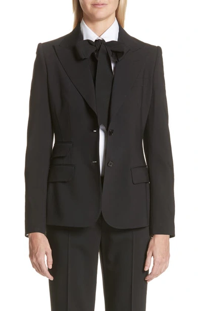 Shop Dolce & Gabbana Two Button Stretch Wool Jacket In Black