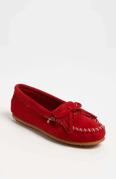 Shop Minnetonka Kilty Suede Driving Shoe In Red