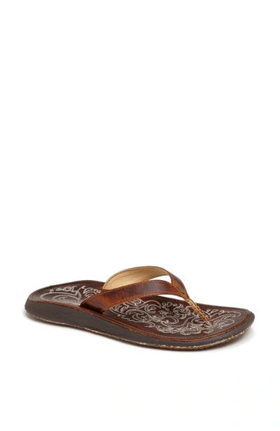 Shop Olukai Paniolo Flip Flop In Natural/ Natural