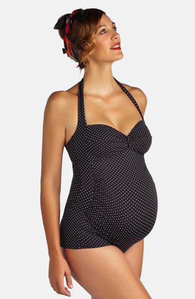 Shop Pez D'or Montego Bay Jacquard One-piece Maternity Swimsuit In Black