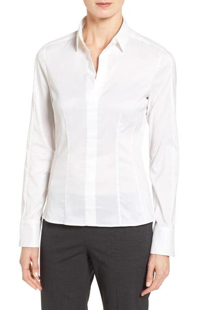 Shop Hugo Boss 'bashina' Stretch Poplin Shirt In White