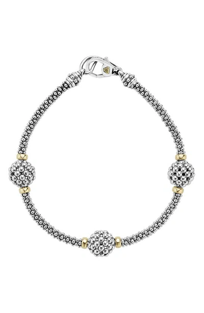 Shop Lagos Caviar Forever Ball Station Bracelet In Silver/ Gold