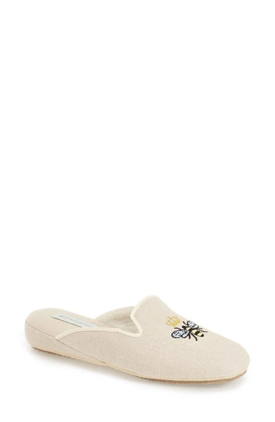 Shop Patricia Green 'queen Bee' Embroidered Slipper In Natural