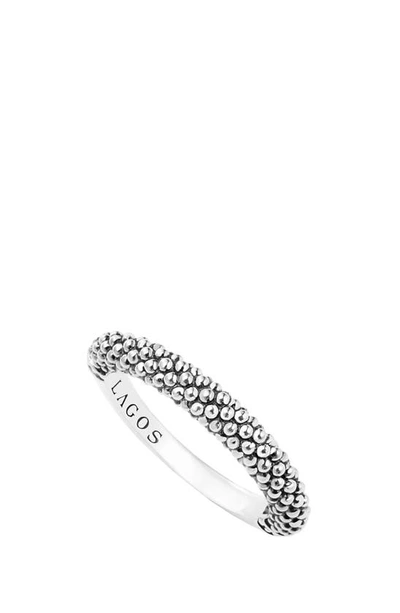 Shop Lagos Caviar Stacking Ring In Silver