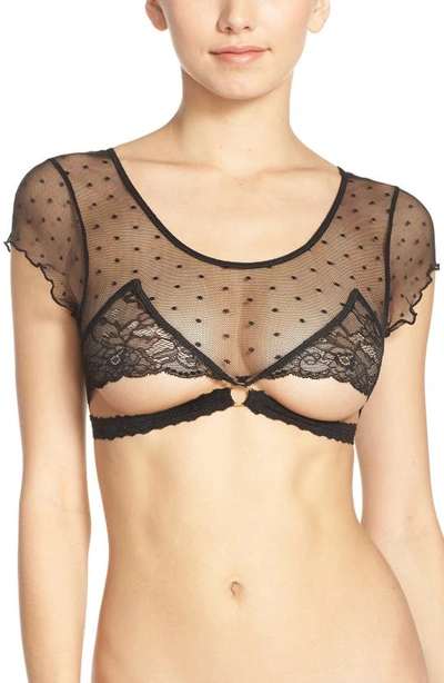 Shop Honeydew Intimates Nichole Cap Sleeve Point D'esprit Bralette In Black