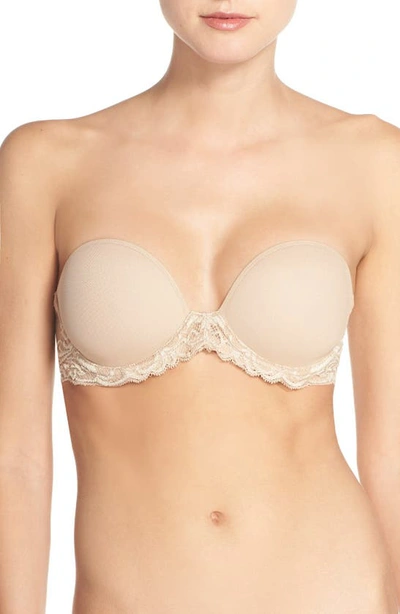 Shop Natori Feathers Underwire Plunge Strapless Bra In Cafe