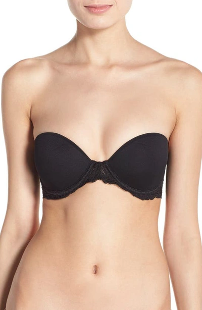 Shop Natori Feathers Underwire Plunge Strapless Bra In Black