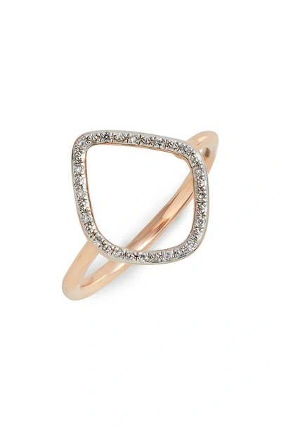 Shop Monica Vinader Riva Diamond Hoop Ring In Rose Gold