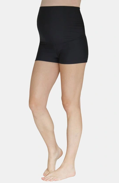 Mermaid Maternity Foldover Boyshort Swim Bottoms In Black