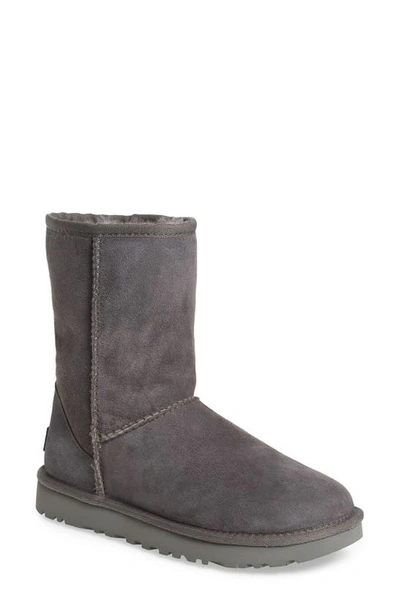 Shop Ugg Classic Ii Genuine Shearling Lined Short Boot In Grey Suede