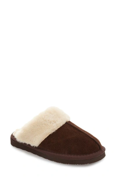 Shop Minnetonka Chesney Mule Slipper In Chocolate