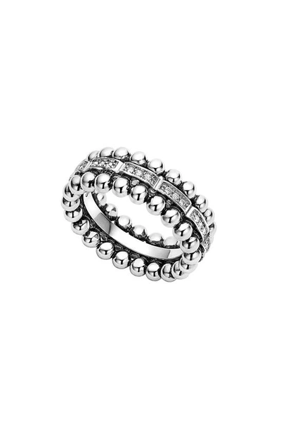 Shop Lagos Caviar Spark Diamond Band Ring In Silver/ Diamond