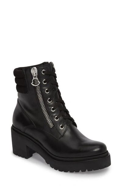 Shop Moncler Viviane Military Boot In Black Leather