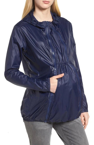 Shop Modern Eternity Waterproof Convertible 3-in-1 Maternity Windbreaker In Navy