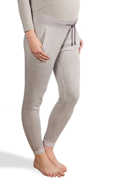 Shop Modern Eternity French Terry Maternity Joggers In Heather Grey