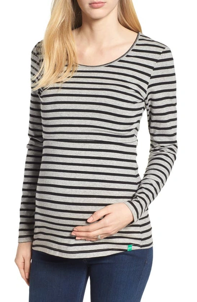 Shop Modern Eternity Maternity/nursing Tee In Grey/ Black