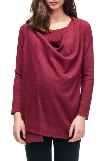 Shop Maternal America Maternity/nursing Wrap Top In Wine