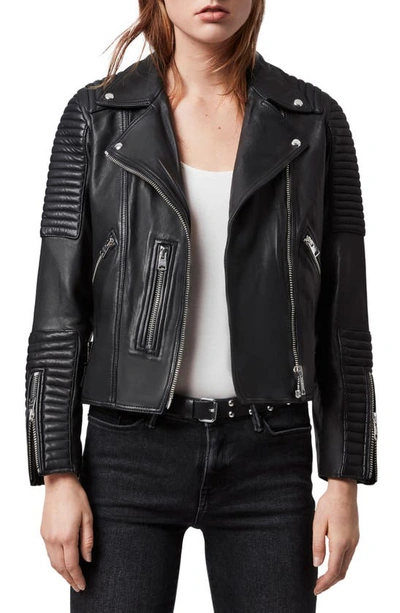 Shop Allsaints Estella Leather Biker Jacket In Black