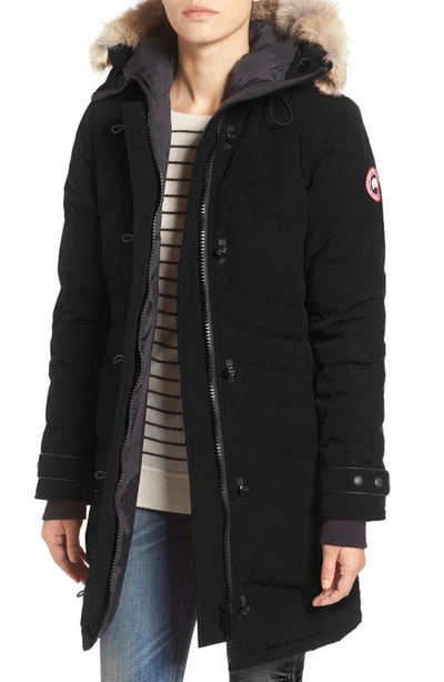 Shop Canada Goose Lorette Hooded Down Parka With Genuine Coyote Fur Trim In Black