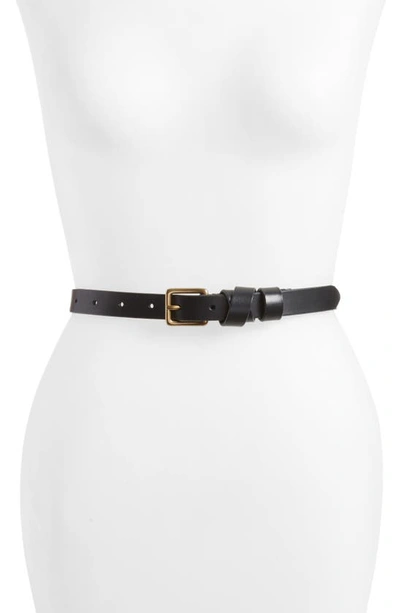 Shop Madewell Leather Crisscross Skinny Belt In True Black