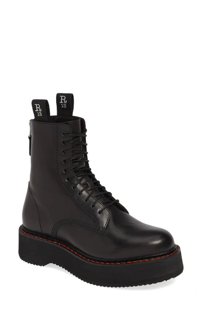 R13 Platform Leather Ankle Boots In Black