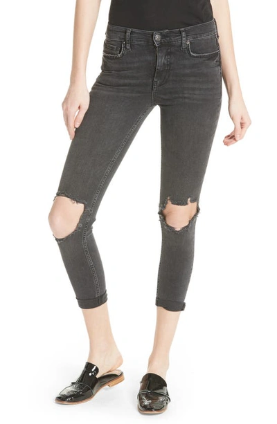 Shop Free People High Waist Ankle Skinny Jeans In Black