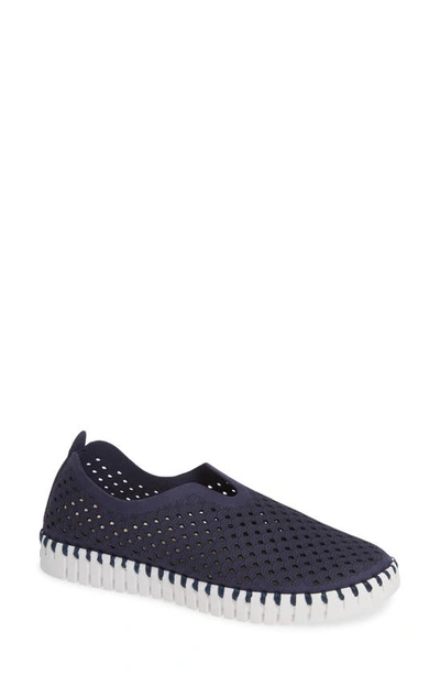 Shop Ilse Jacobsen Tulip 139 Perforated Slip-on Sneaker In Navy Fabric