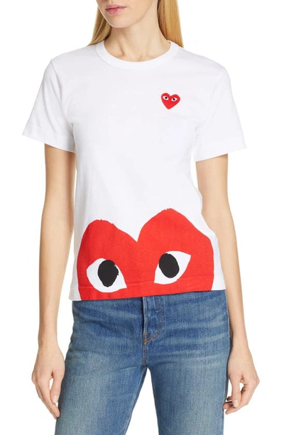 Shop Comme Des Garçons Peek Heart Graphic Tee In White