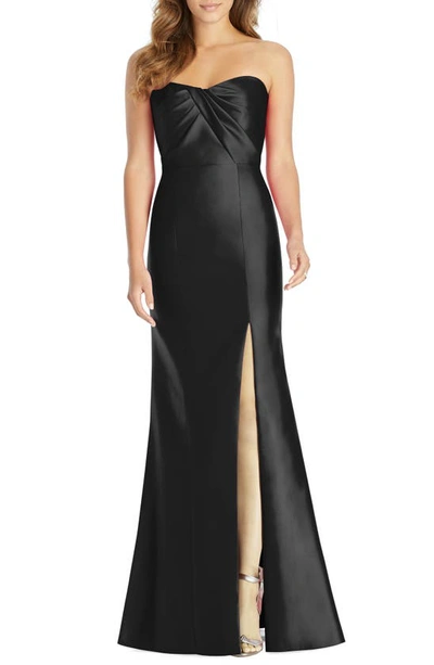 Shop Alfred Sung Sateen Twill Strapless Sweetheart Neckline Gown In Black