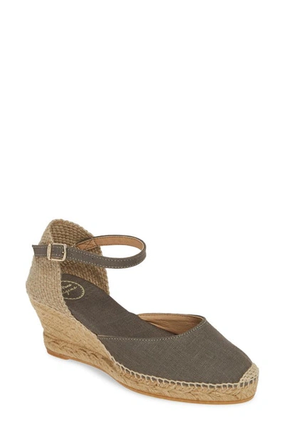 Shop Toni Pons 'caldes' Linen Wedge Sandal In Khaki Fabric