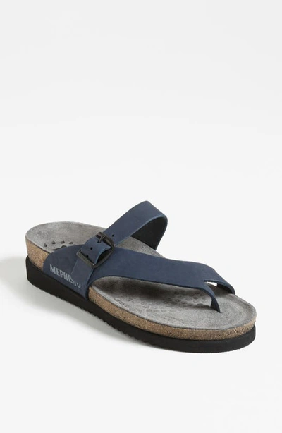 Shop Mephisto Helen Toe Loop Sandal In Navy Nubuck